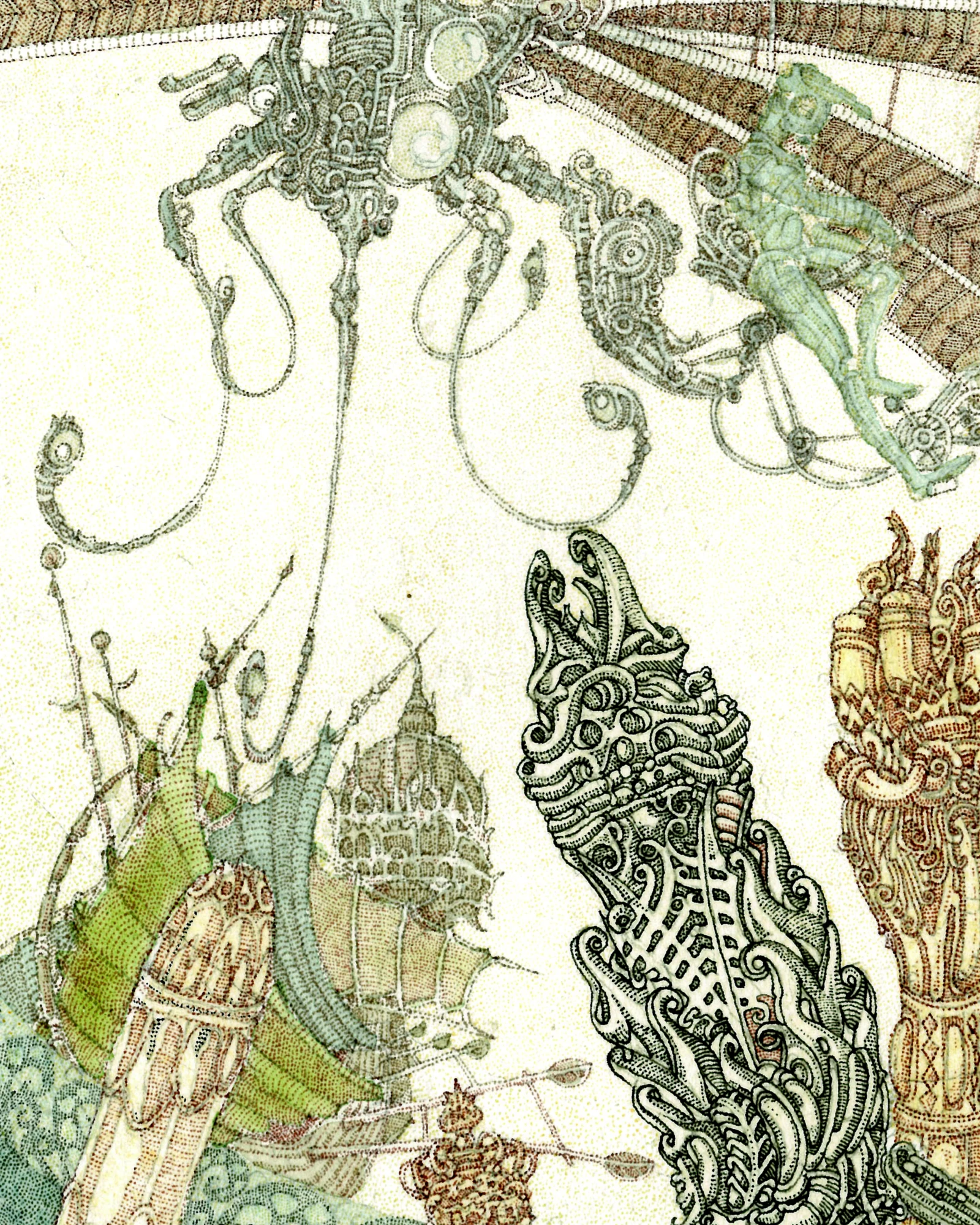 Close illustration of a noodle vendor at their stall