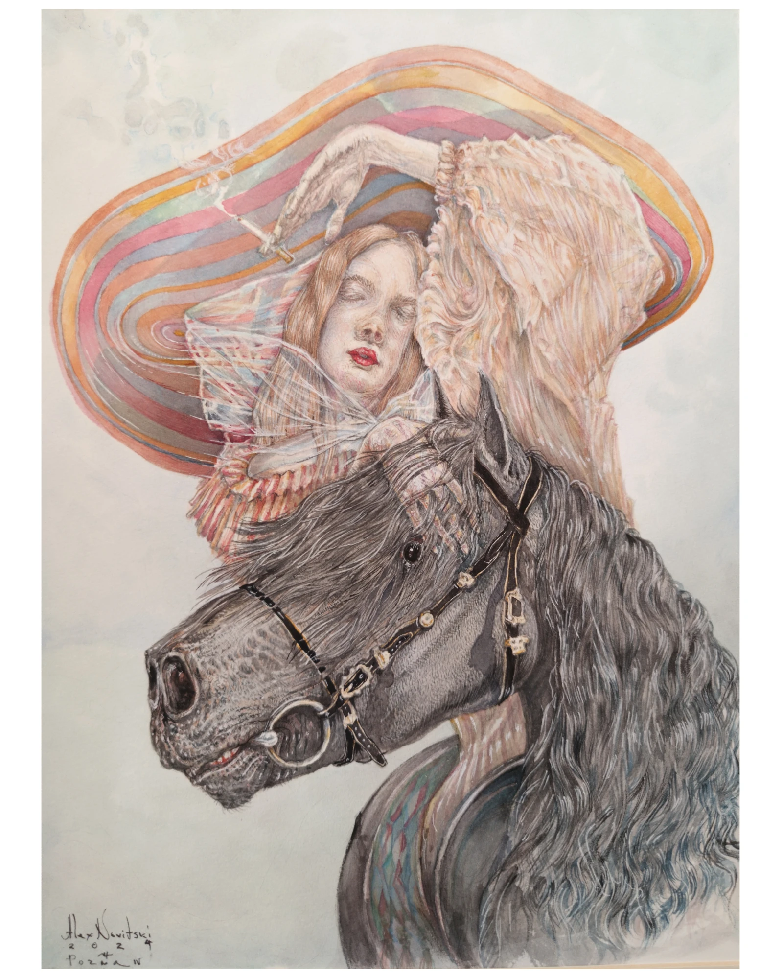 Girl Smoking on a Horse